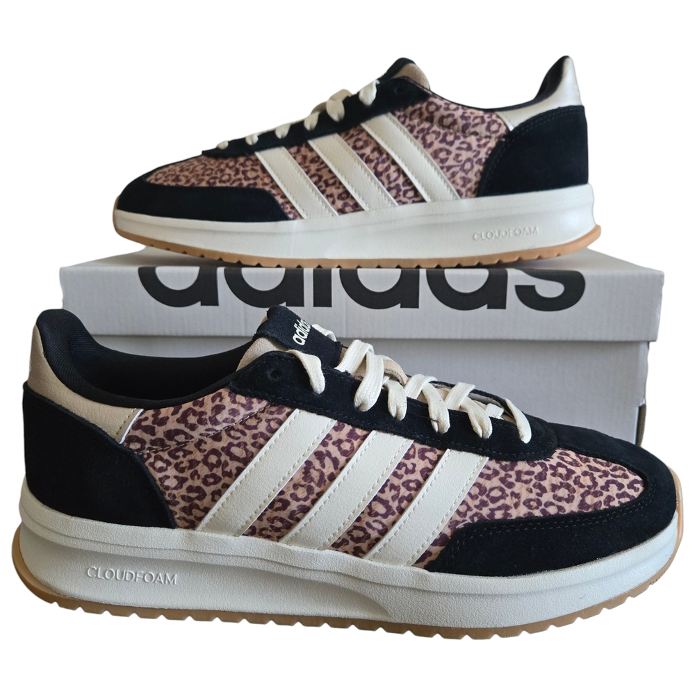 Adidas Run 70s 2.0 Shoes Womens Size 9.5 Black Leopard Gum Sole Comfort JP8034